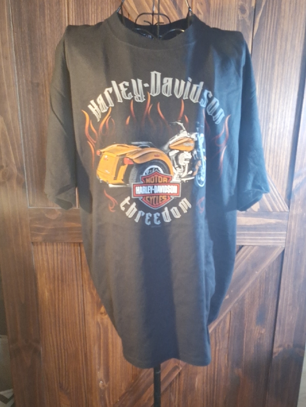 Harley-Davidson Black Tee with Yellow Motorcycle Flame Graphic